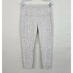 Lululemon Align High Rise Crop 25" Legging Women's 14 Cheetah Camo Lt Gray EUC